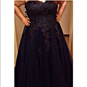 Navy Tulle Prom Dress